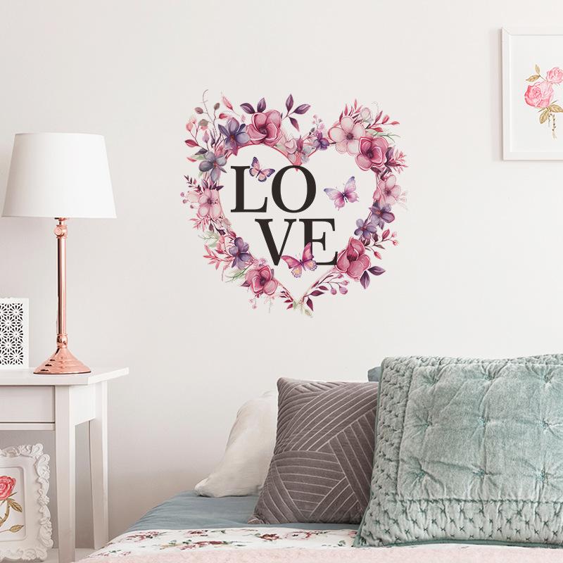 Valentinstag LIEBE Kranz der Liebe Schlafzimmer Wohnzimmer Veranda Heimverschönerung Dekoration Wandaufkleber