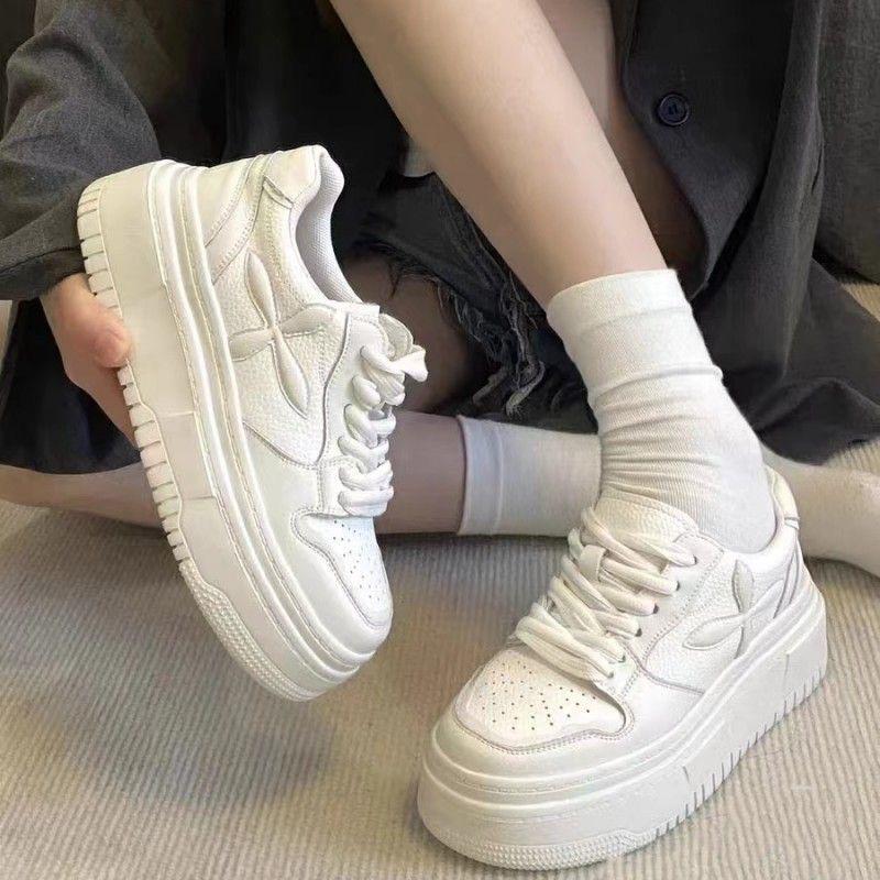 Board shoes women's 2025 spring new women's shoes small thick soles increase height casual sports shoes thin white shoes women's