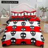 Skull Couple King Queen Duvet Cover Skeleton Bride Bedding Set Halloween White 23pcs Soft Quilt Cover for Kids Teens Adults