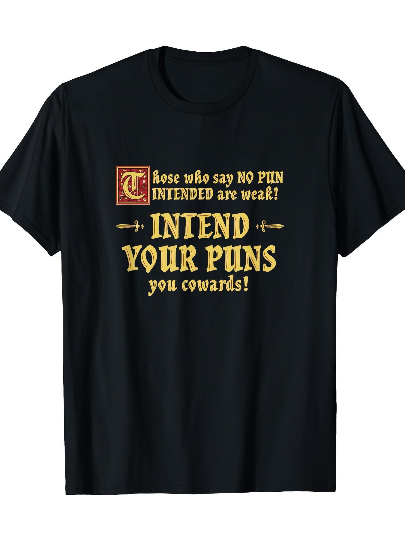 Men s Humorous  No Pun  Graphic T-Shirt - Black with Yellow Print XS