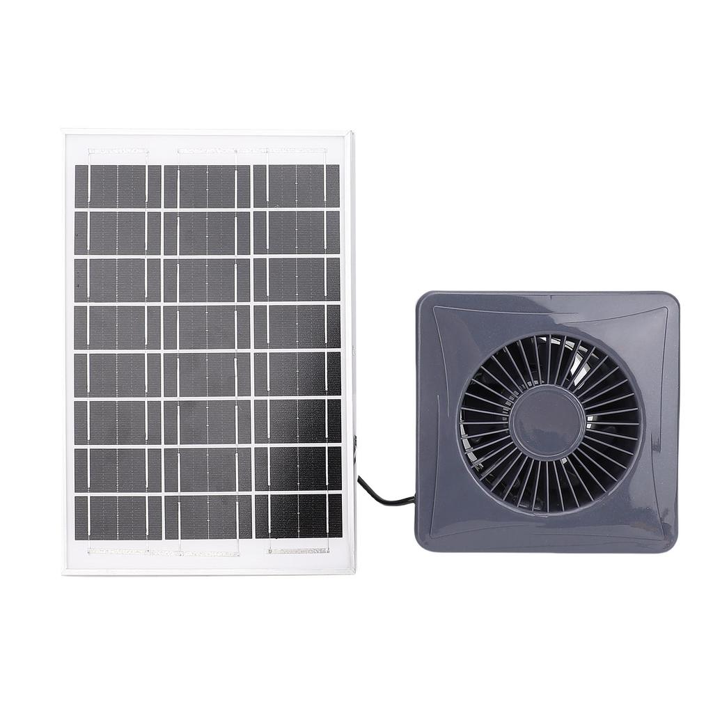 4 Inch Exhaust Fan with 6W Monocrystalline Silicon Solar Panel Grey Round Solar Vent Fan for Chicken Coop Greenhouse