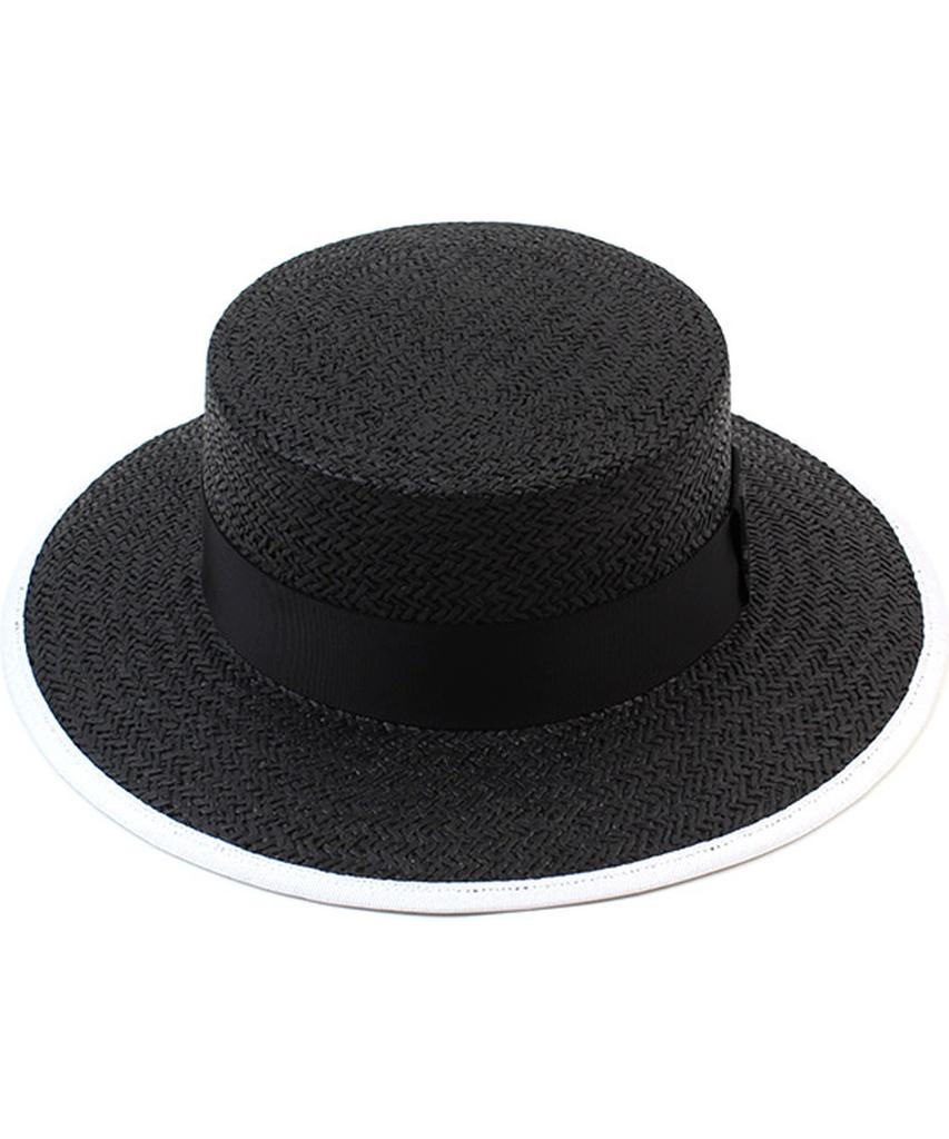 Taping Black Long Panama Hat