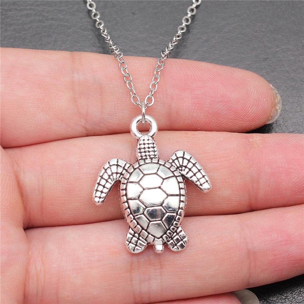 Schildkröte Seestern Muschel Anhänger Antik Bronze Metall Brautkragen Halskette für Strandhochzeit Trendiges Geschenk