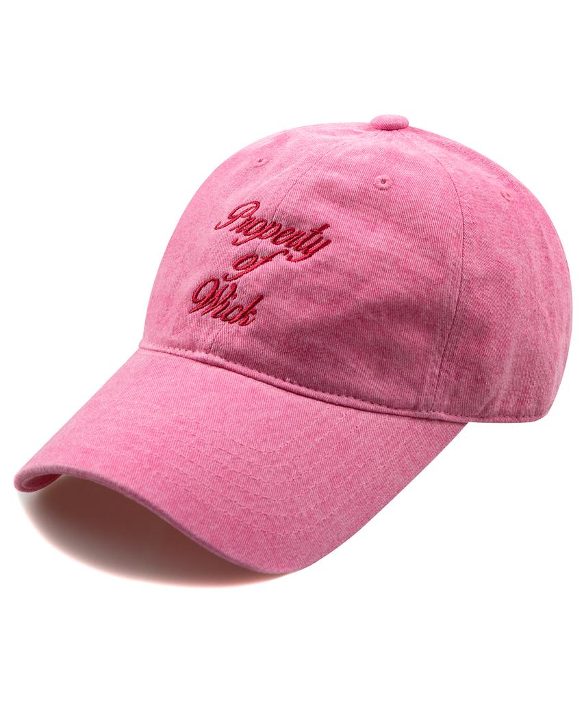 Wig Length Property Pigment Ball Cap-Pink
