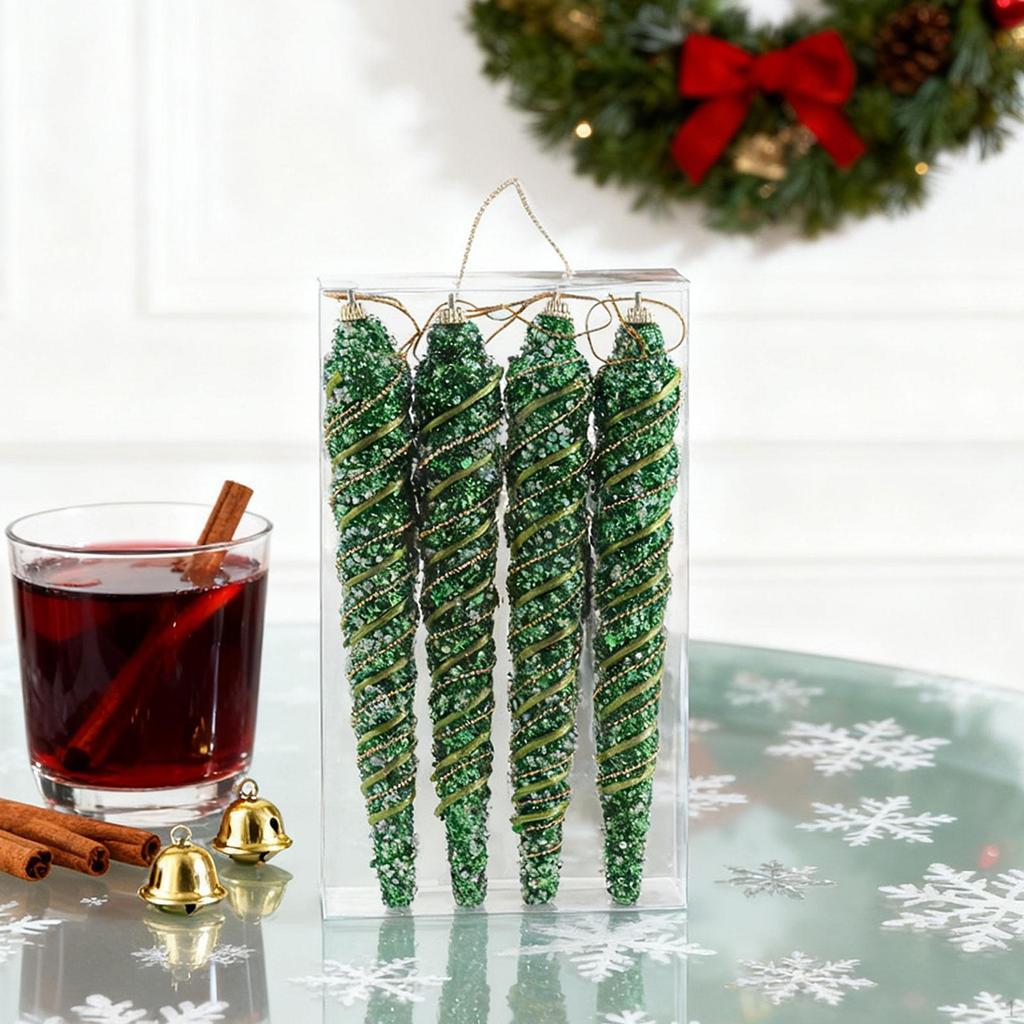 4 Pieces Christmas Hanging Icicles Tree Icicle Decorations Ornaments for