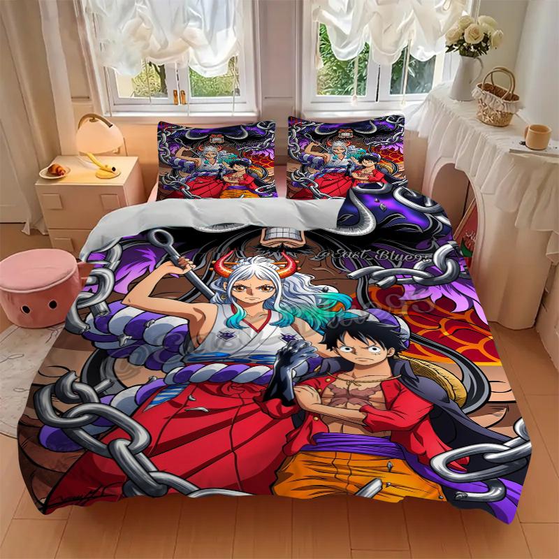 3Pcs One Piece Adventure Bedding Set Soft Fabric Duvet Cover Pillowcases Home Christmas Xmas Halloween Gift 1 Duvet Cover 2 Pillowcase L122