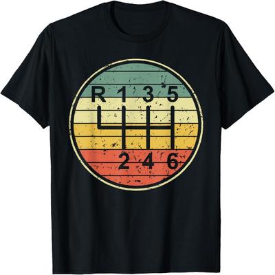Camiseta Engraçada Padrão de Mudança de Marchas Manual Câmbio Manual 6 Marchas