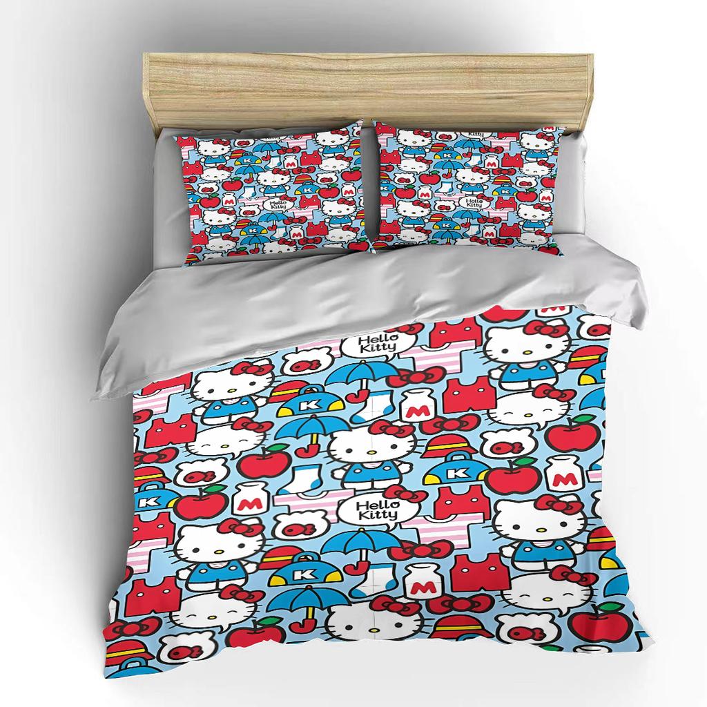 Sanrio Hello Kitty Bedding Sets Cute Bed Cover Comforter Cover Duvet Cover Pillow Case 2-3 Pieces Sets Room Decoration
