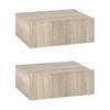 Set of 2 Wall-Mounted Floating Nightstands, 1 Drawer, 40x30x15 cm, Natural