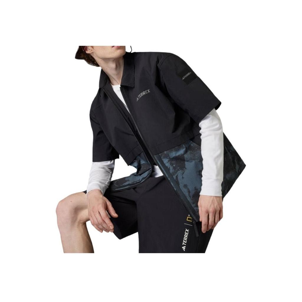 Adidas SS25 Terrex Comfortable Fashion Simple Skin-Friendly Outdoor Short Sleeve Shirt Men Shirts Black JD5947