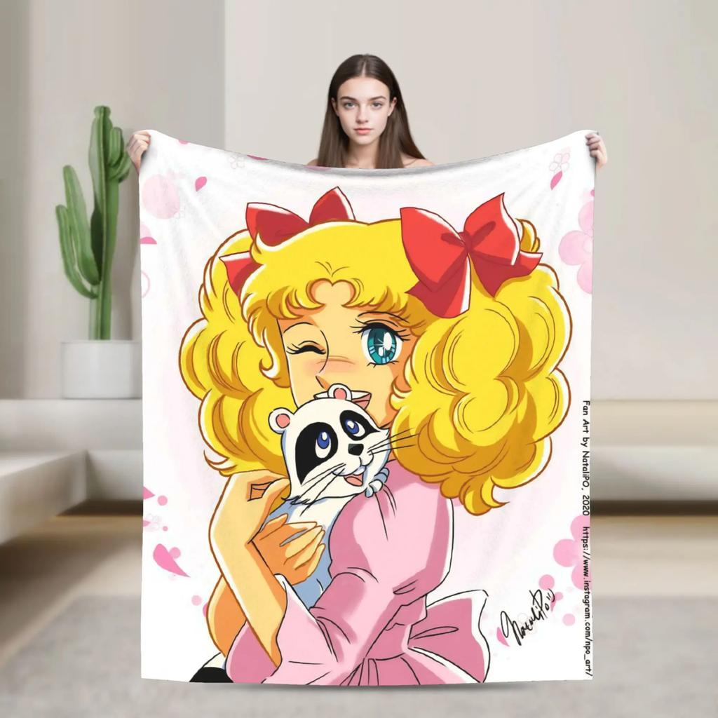 Candy Candy Manga Blanket Soft Quality Bedding Throw for Spring Home Decor Students Novelty Bedspread