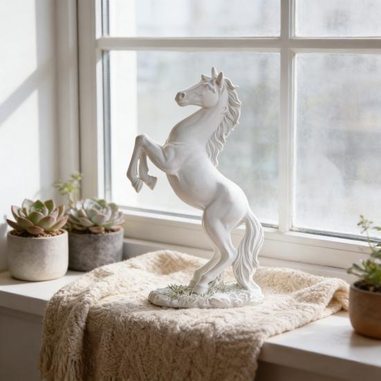 Simulated Horse Figurine Bring Good Luck Wealth Horse Resin Statue Fengshui Decoration Home Office Desktop Ornament Year of Horse Gift