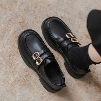 Women's Loafers 2026 Spring New Black Leather Shoes Platform British Style Sneakers for Women Trendy Casual Womens Shoes Zapatos