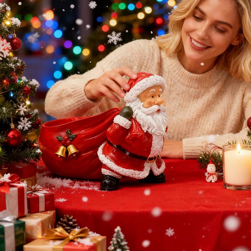 Christmas Figurines Santa Fun Resin Bag Shape Party Supplies With Bell Christmas Decoration Figurine For Birthday Party Offices