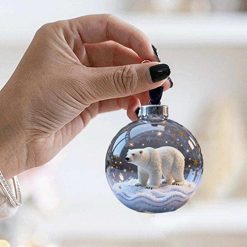 8CM Transparent Acrylic Ball Cardinal/Hummingbird Pattern Creative Tree Decoration Hanging Pendant For Home+