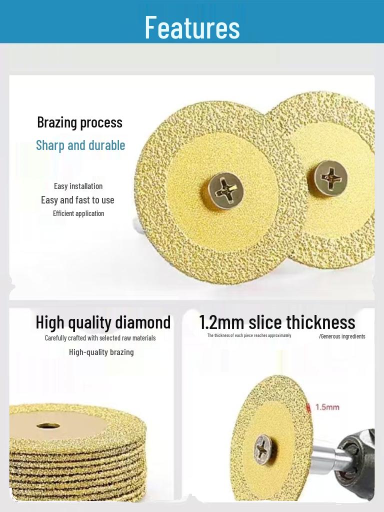 Diamond Grinding Wheel for Jade and Glass - Electric Grinder Cutting Disc, Small Saw Blade, Seam Filling and Cleaning