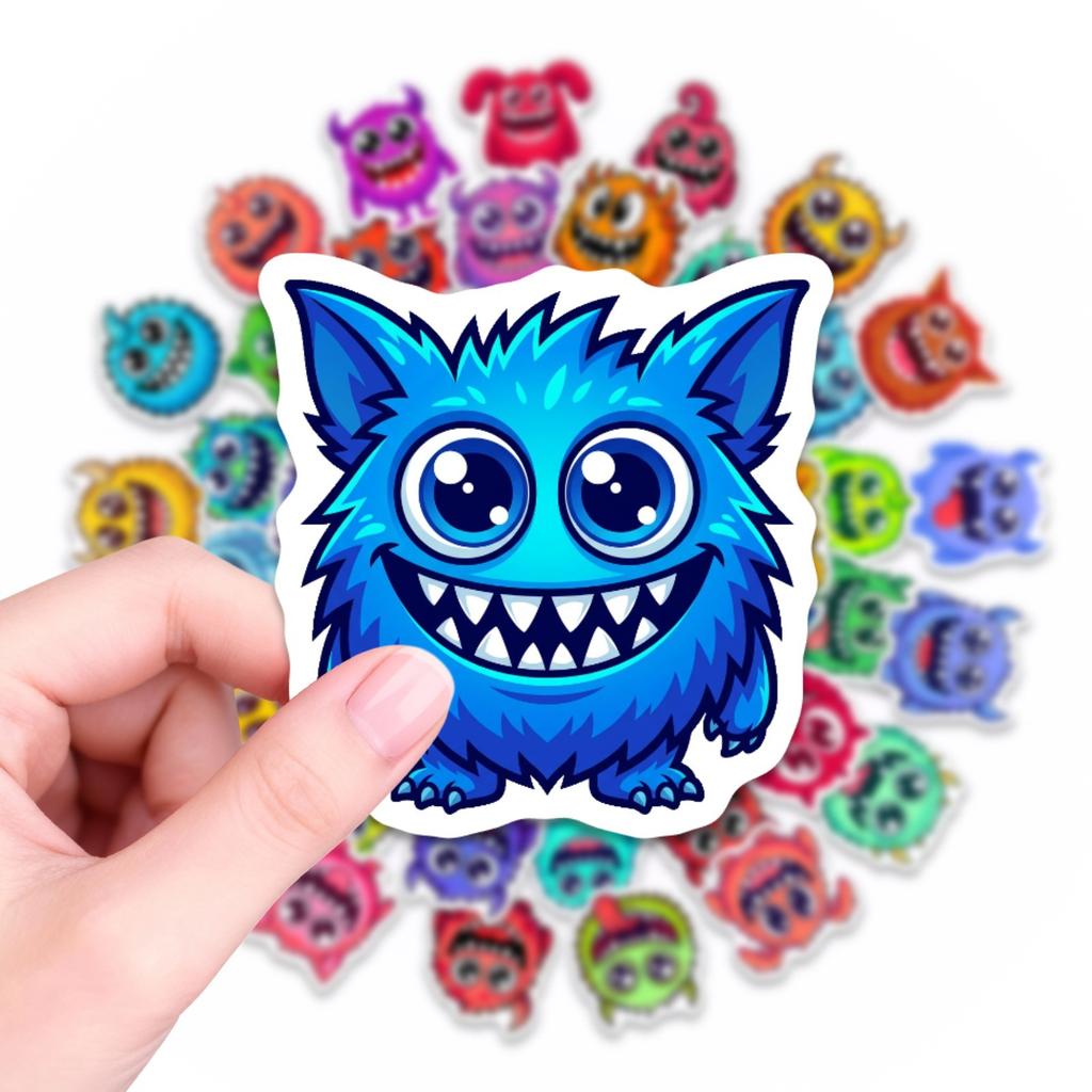 50/100 Pcs Cute Cartoon HD Colorful Monster Fun Stickers DIY for Skate Helmet Bike Toy Shelf File Holder Thick Waterproof Decals