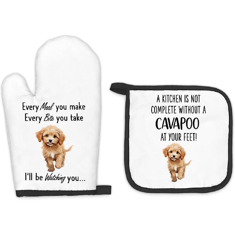 Bernese Mountain Dog Gifts Oven Mitts and Pot Holders Sets, Bernese Mountain Dog Decor Kitchen Accessories Sets, Complete Without Dogs Heat Resistant Meal Cavapoo