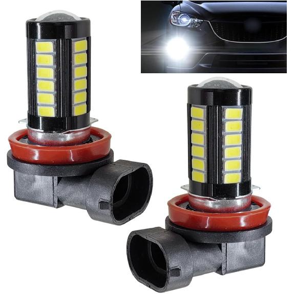 2PCS H11 Car LED Fog Light Bulbs, 12V 1500 Lumen5630 33-SMD LED Anti-fog Lights, Plug and Play DRL Power LEDs Bulbs, Universal 6500K White Super