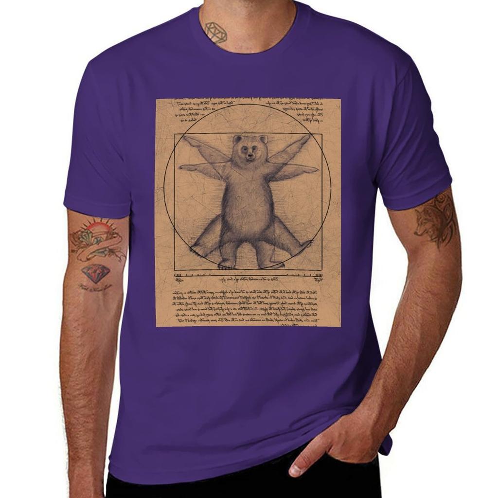 New The vitruvian bear TShirt boys t shirts Aesthetic clothing mens plain t shirts
