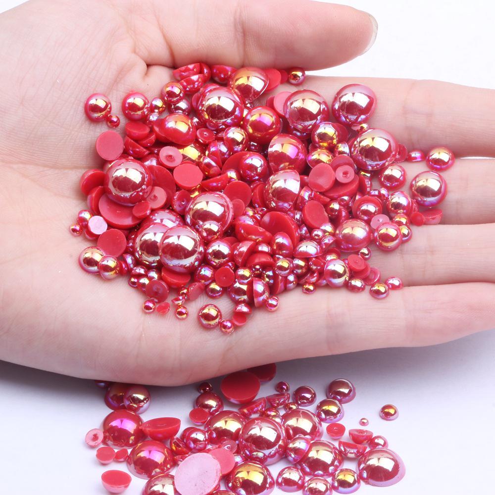Colorful Flat-Bottomed Semi-Round ABS Imitation Pearls, 2-10mm, Mixed Sizes, 1000 Pieces for DIY Jewelry