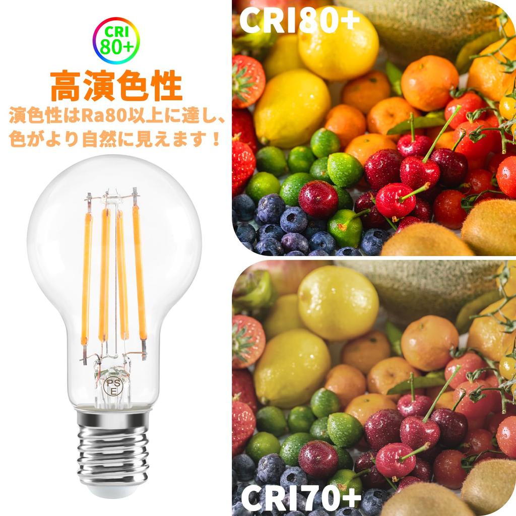 Filament bulb, E17 base, equivalent to 40W incandescent bulb, 4W LED bulb, warm white (3000k), 440lm, 6-pack.