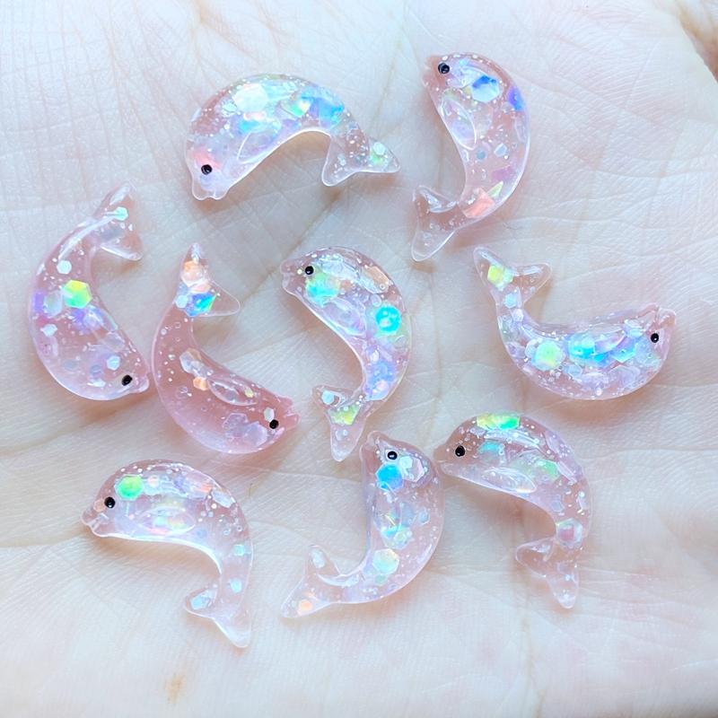 20Pcs Resin Lovely Mini Cartoon Shining Dolphin Flatback Cabochon Scrapbook Kawaii DIY Jewelry Craft Decoration Accessories L69