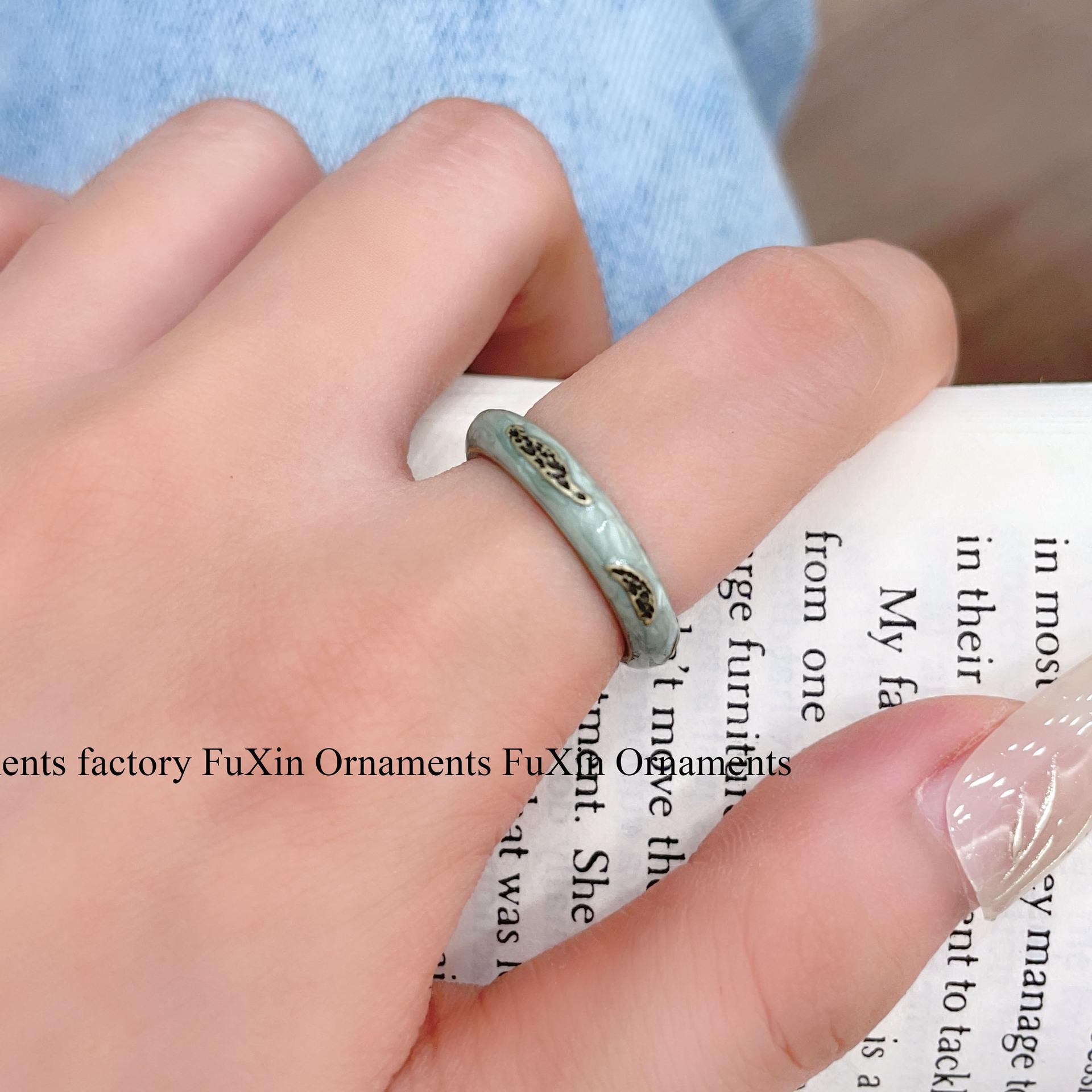 

«Креативное ретро-зеленое масляное кольцо-капельница — винтажный стиль для пар» RR560L бирюзовый