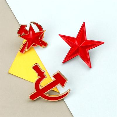 Retro USSR Symbol Enamel Pins Red Star Sickle Hammer Brooches Cold War Soviet CCCP Vintage Jewelry Lapel Badge Gifts For Friends