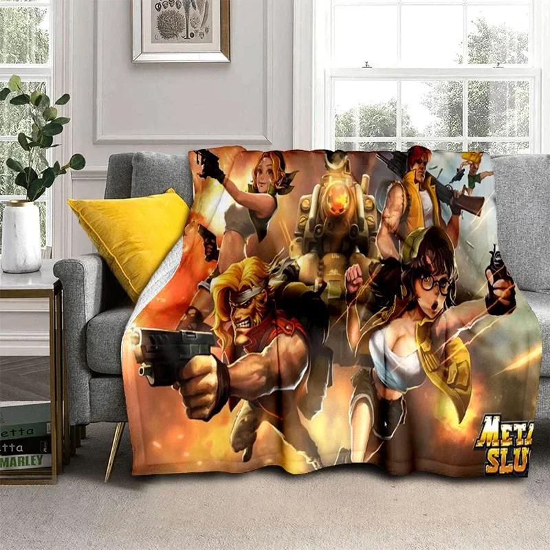 Retro Game Metal Slug Gamer Cartoon Blanket,Soft Throw Blanket for Home Bedroom Bed Sofa Picnic Travel Office Cover Blanket Kids