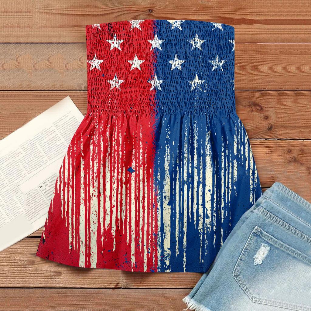 Summer Tube Tops For Women,Cute Sexy Off Shoulder Print Sleeveless T-Shirt