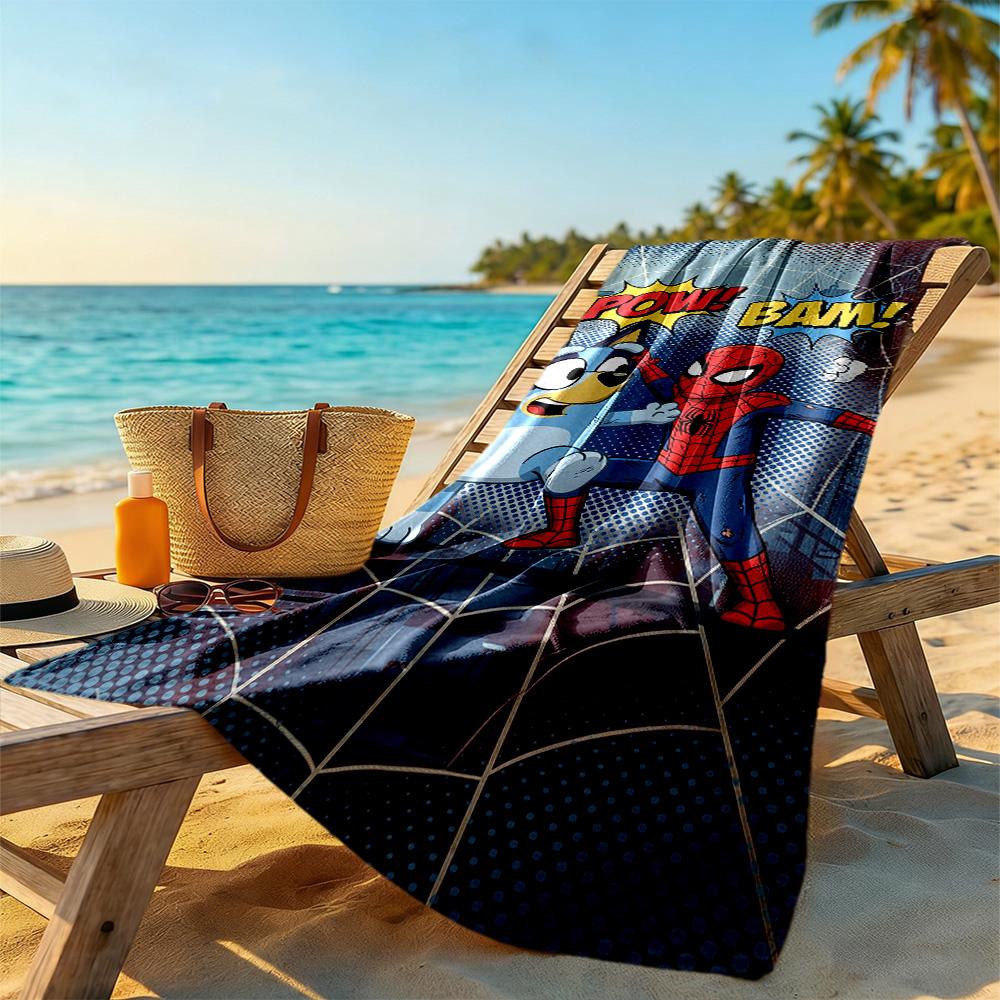 Bluey Beach Towel Super Soft & Absorbent Comfortable Lightweight Suitable for Sports, Travel, Swimming, Yoga, Bathroom, Beach, And Pool