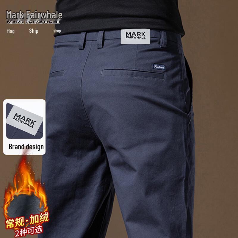 MARK FAIRWHALE Men s Winter Slim Straight Business Casual Cotton Trousers 36