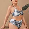 Tie Dyed Gradient Sexy Hollow Out High Waist Split Large Size Swimsuit Female
