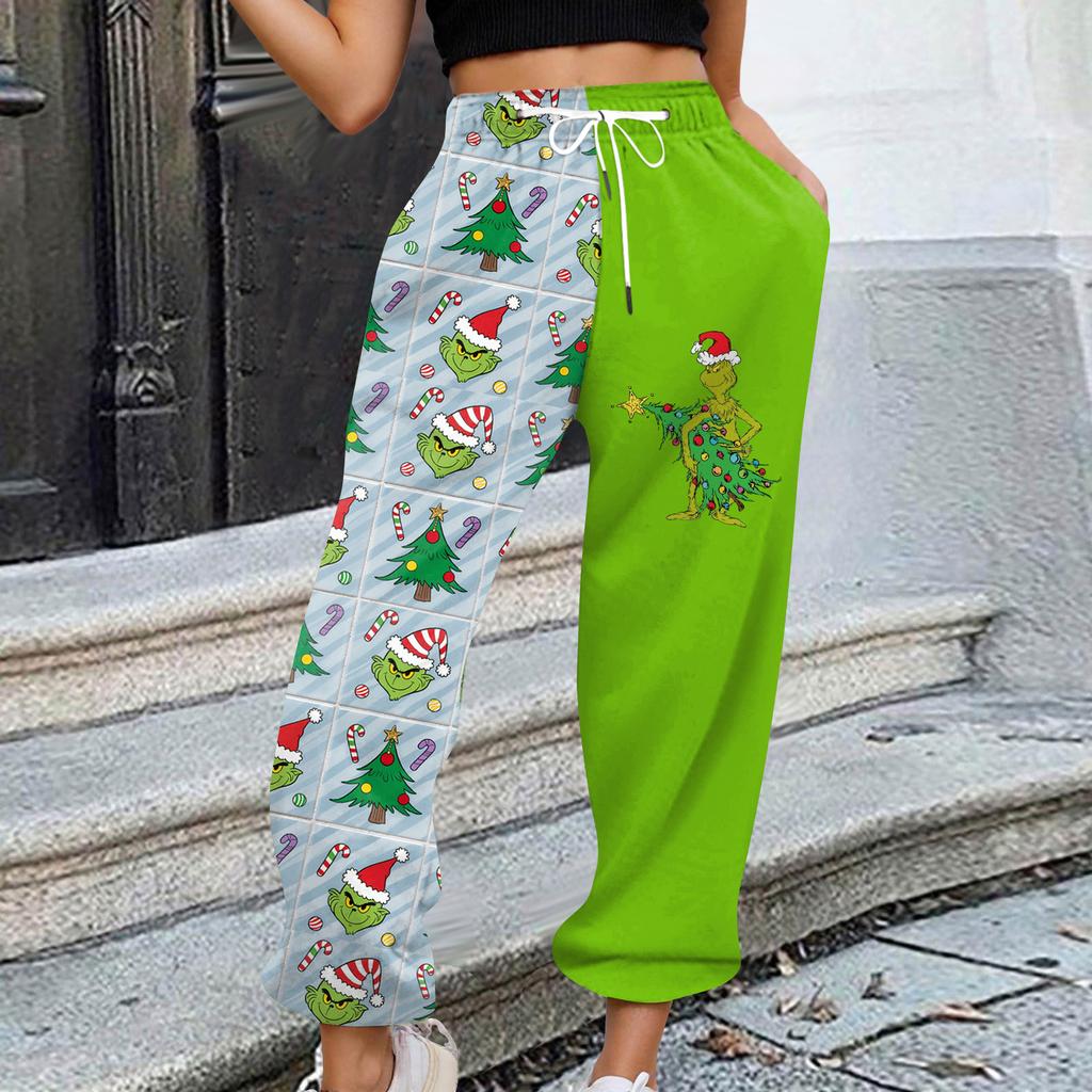 Women's Casual Fashion Christmas Printed Casual Sweatpants Elastic Waist Drawstring Pants