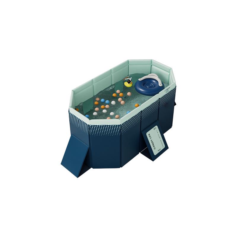 Blue No-Installation Inflatable-Free Family Swimming Pool for Outdoor Home Use - Ready for Immediate Use