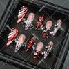 Long Press-On Nails With Red Black Gradient Purple Design Leopard Flame Floral Acrylic Wearable Tips Women