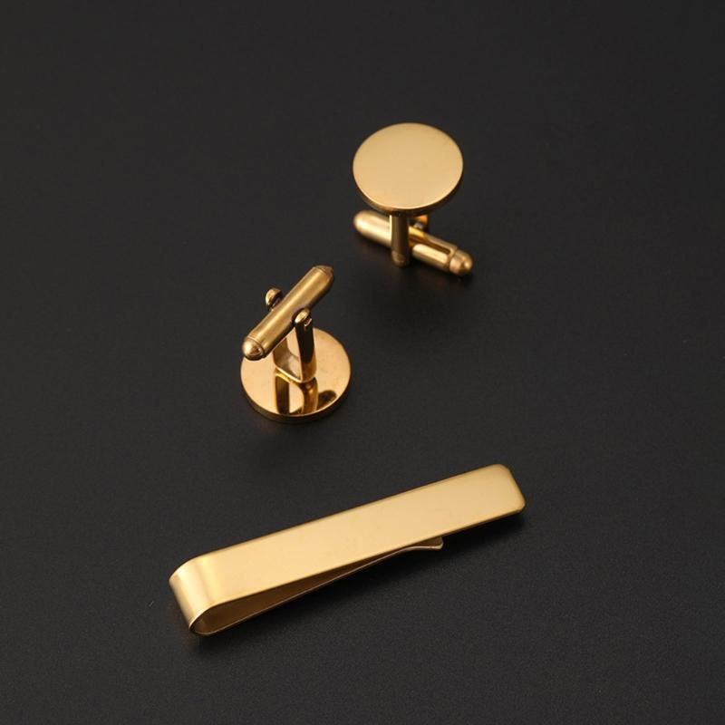 Stylish Men's Tie Clip and Cufflinks Set for Business Professional Craft of Stainless Steel With Elegant Designs