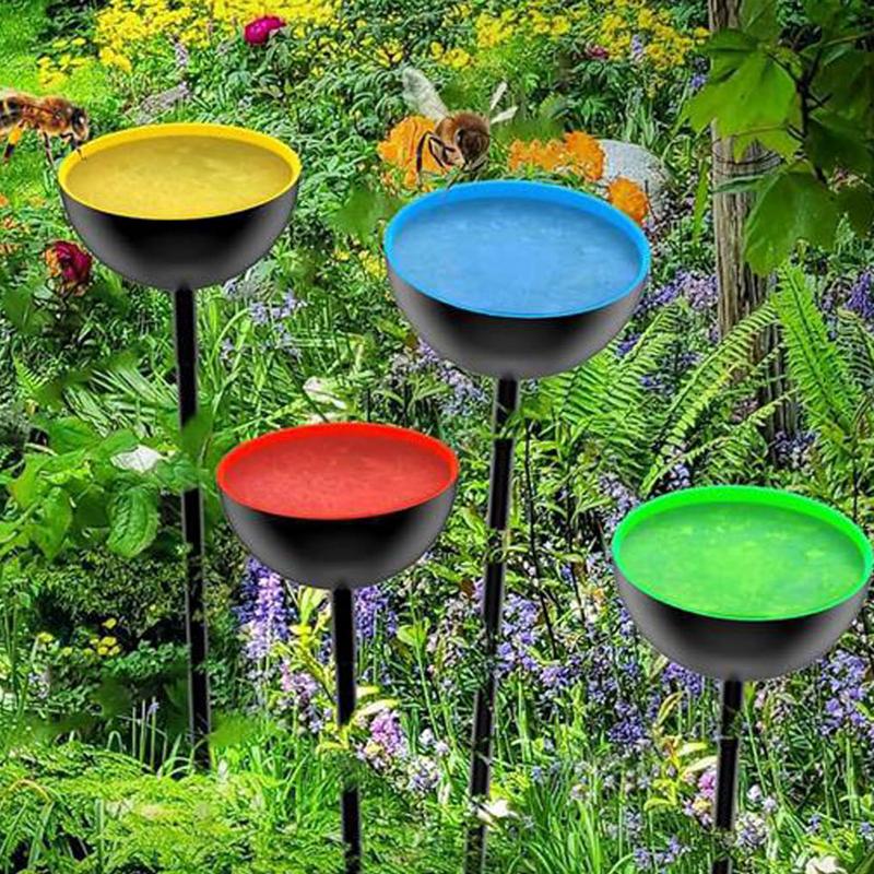 Bee Feeder For Garden 4 Pieces Bee Feeding Waterer Stakes Rustproof Pollinator Feeding Outdoor Decor For Courtyard Backyard Yard