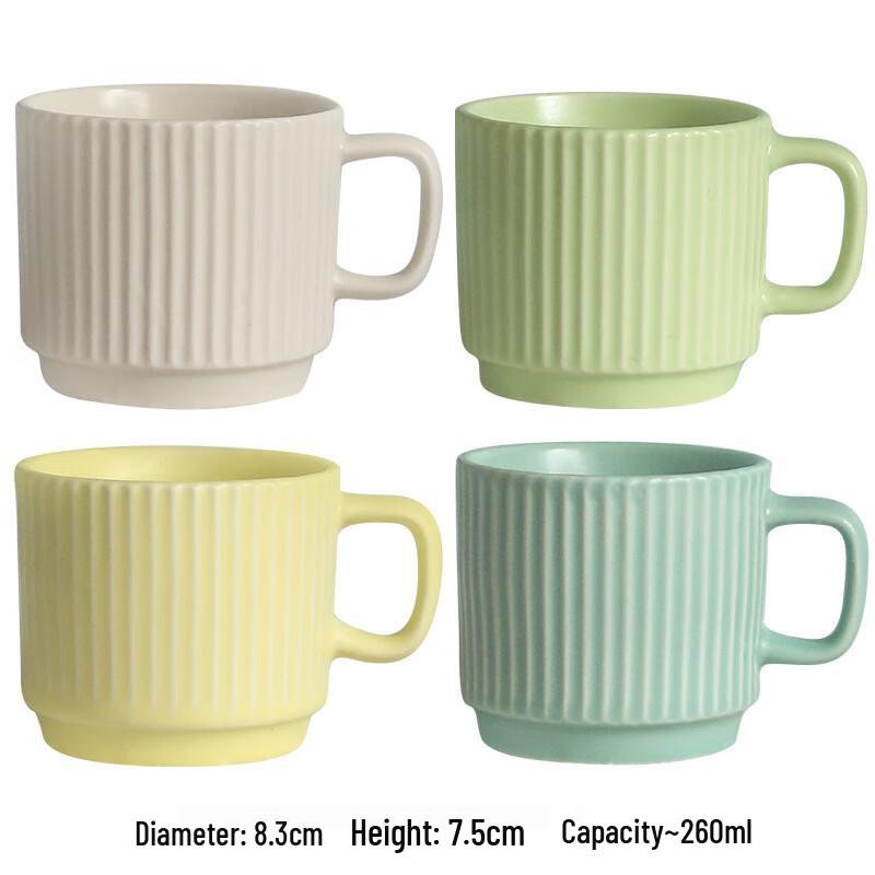 Jun Seventeen SW Macaron Striped Ceramic Coffee Mug Set