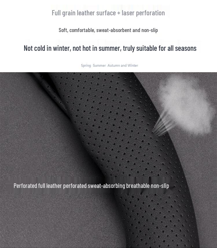 Kompatible Hanteng X5X7 V7 Lederlenkradabdeckung – Rutschfest, Atmungsaktiv, Vier Jahreszeiten