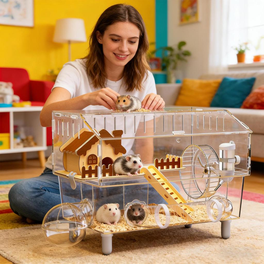 Hamster Enclosure Animal Clear House Habitat Small Pet Enclosure Habitat For Hamster Dwarf Gerbil Hedgehog Ferret Chinchilla