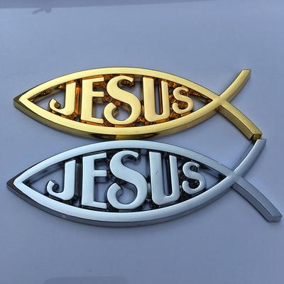 Auto Universal Jesus Christliches Fischsymbol 3D Logo Aufkleber Abzeichen Aufkleber LKW Dekoratives Styling Zubehör für Auto Haushalt