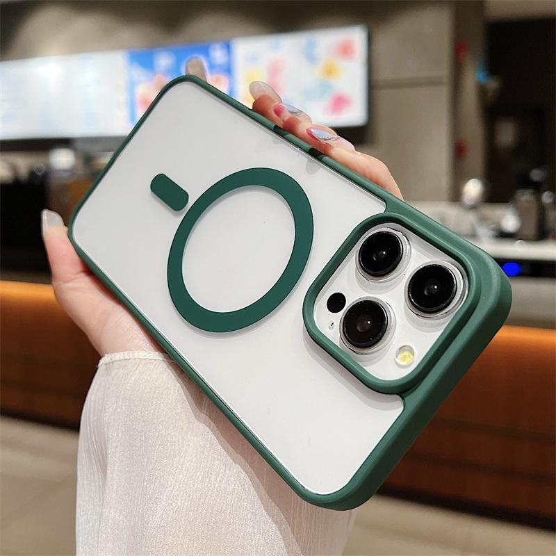 For Magsafe Luxury Matte Transparent Phone Cases For iPhone 16 14 13 12 11 15 Pro Max 16 Plus Magnetic Wireless Charging Cover