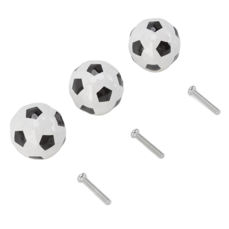 3 Set Football Cabinet Knobs Ball Sports Theme Single Hole Drawer Ceramic Handle Pulls For Cupboard Wardrobe