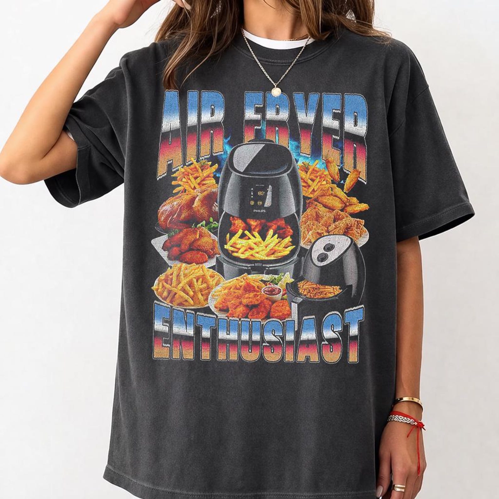Air Fryer Enthusiast Shirt, Funny Cooking Tee, Food Lover Gift, Air Fryer Lover Tshirt, Fried Food Graphic Tee, Comfort Colors Vintage Style 4XL