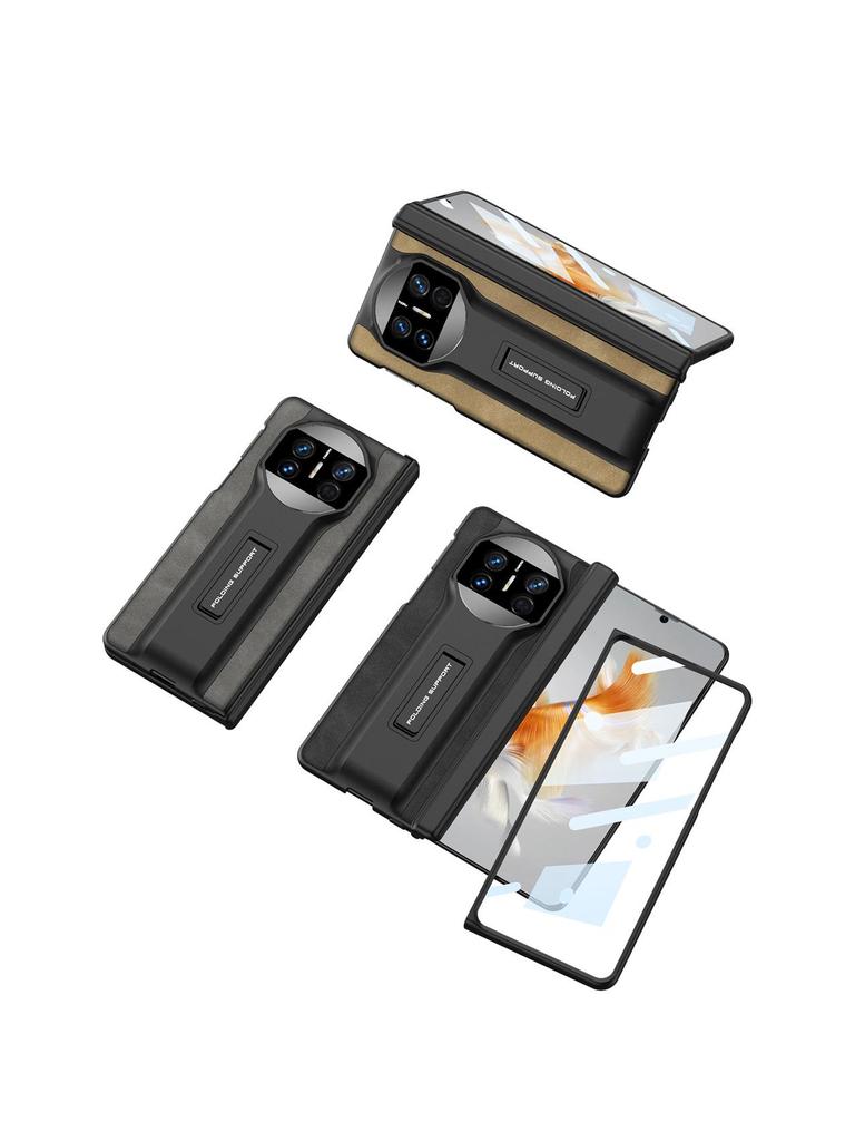 Huawei Mate X3 Frosted Leather Phone Case with Magnetic Hinge and Stand