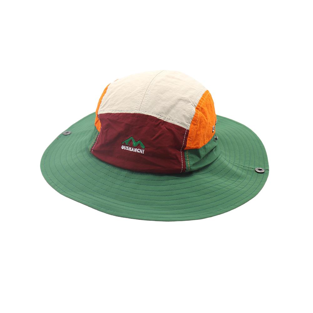 

Quick Dry Boonie Hat Men Wide Brim Bucket Hat Women Outdoor Hiking Fishing Sun Hat UV Protection Color Block Summer Cap 55-60 зелёный