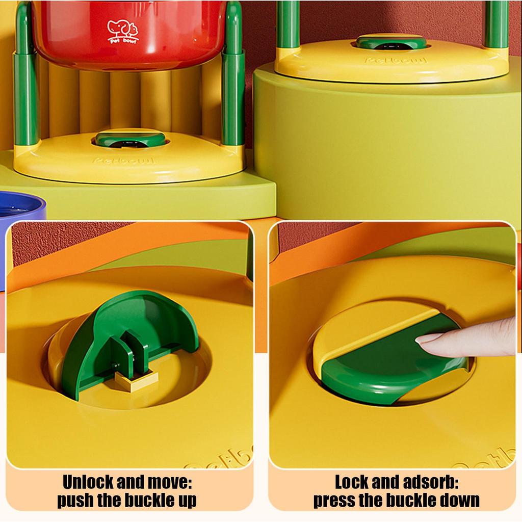 Cat Elevated Food Bowl Height Adjustable Suction Cup Elevated Cat Food And Water Bowls Non-slip Dish For Kitten Puppy Feeding
