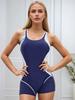 One Piece Women Swimwear Swimsuit Bathing Suit Patchwork Female Beachwear Bodysuit Backless Plus Size Sports